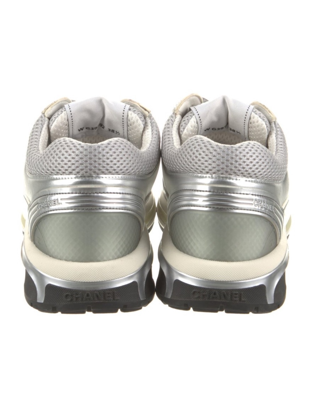 CHANEL Silver Metallic Mesh Trainer Sneaker - Picture 3 of 5
